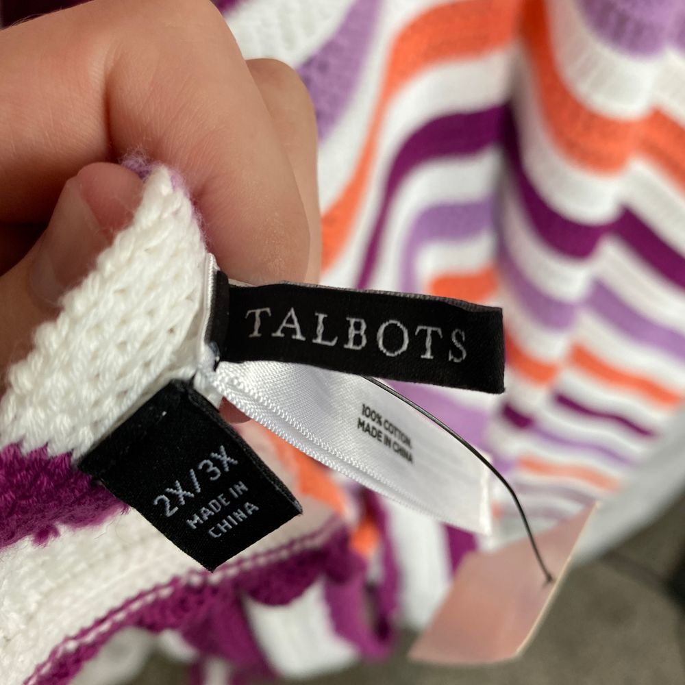 Talbots Purple and Orange Striped Poncho - Picture 12 of 16